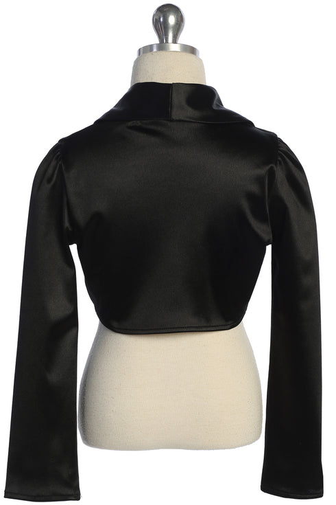 Elegant Girls Satin Stretch Bolero – Classic Black & White 2-14